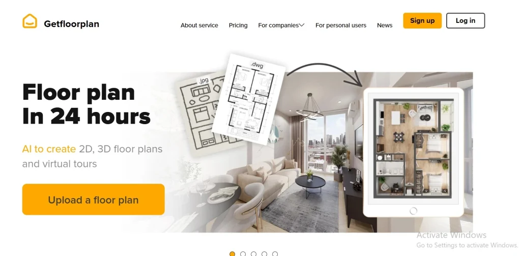 AI to create 2D, 3D floor plans and virtual tours. Upload a floor plan. 360 tour is a new level by AI! Professional 3D quality, 360 tour from AI in 24h.