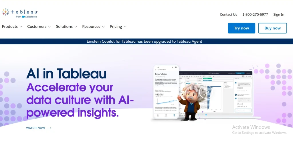 AI in Tableau democratizes data analysis and simplifies insights consumption at scale by bringing trusted generative AI to the entire Tableau platform.