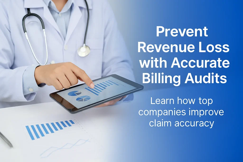 Doctor reviewing financial charts on tablet to improve clinic revenue through the best medical billing audit process