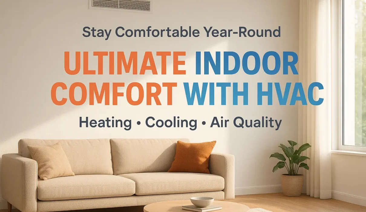 Modern living room with HVAC vent and cozy sunlight promoting indoor comfort and explaining what does HVAC stand for.