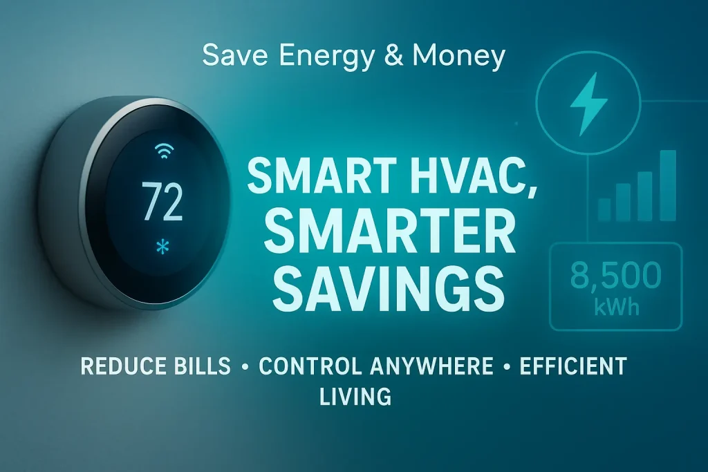 Smart HVAC system installed in a modern home, showing benefits like energy efficiency, improved air quality, and comfortable temperature control.