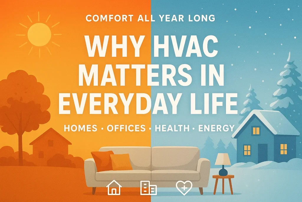 Modern HVAC system in a home showing heating, cooling, and ventilation – explaining what HVAC stands for and its benefits for comfort and energy efficiency.