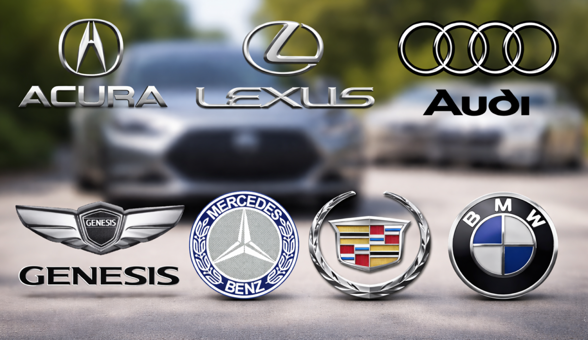 10 Cheap Luxury Cars brands logos BMW Audi Lexus
