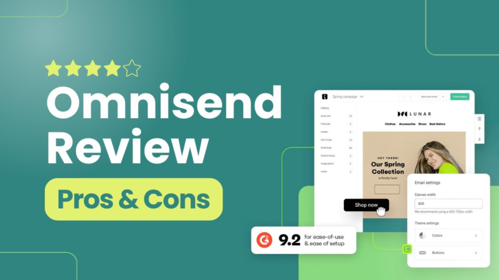 Omnisend review showcasing pros and cons as one of the popular Email marketing tools 2026 with automation and ecommerce features.